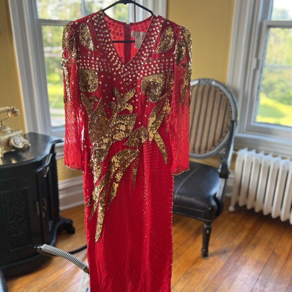 Vintage Red Sequinned Dress - Picture 2 of 2